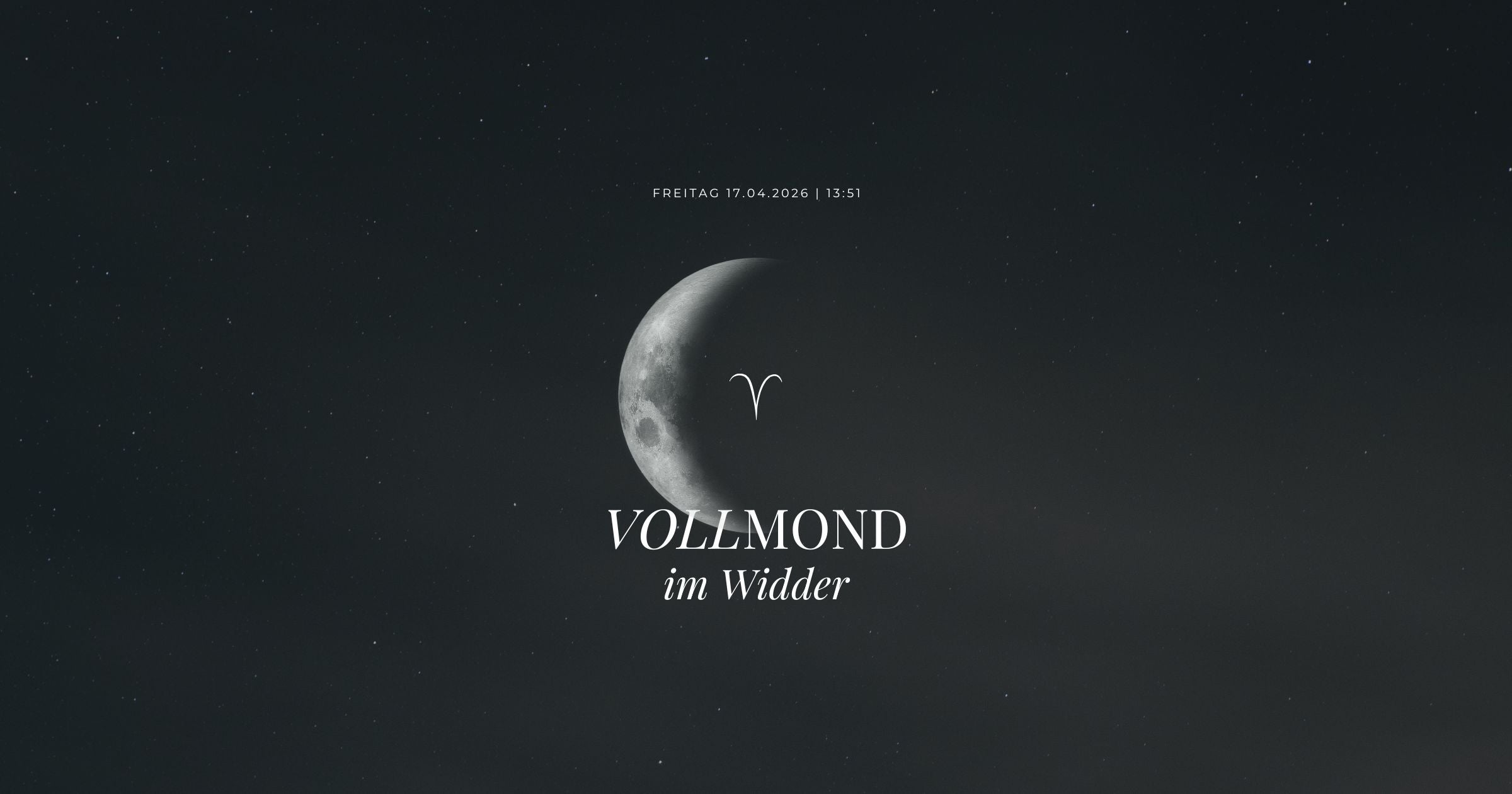Detailreiche Mondsichel mit dem astrologischen Symbol für Widder auf dunklem Hintergrund - heymindful Mondpost Neumond im Widder.