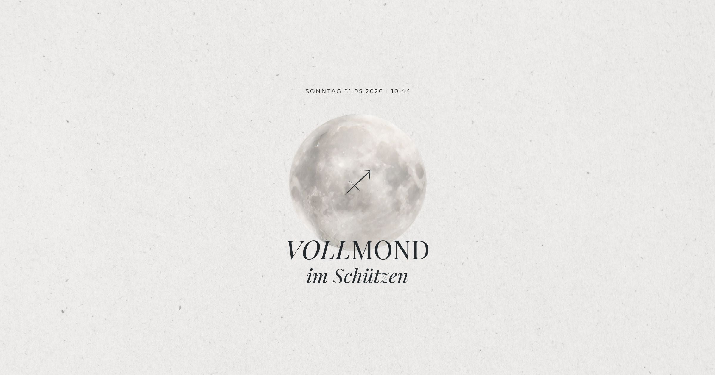 Vollmond im Schützen Grafik mit Mondphase und Sternzeichen-Symbol für heymindful